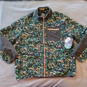 Mountain and Isles Mens Fleece Sherpa Jacket Multi Color Camo Print Full Zip XL